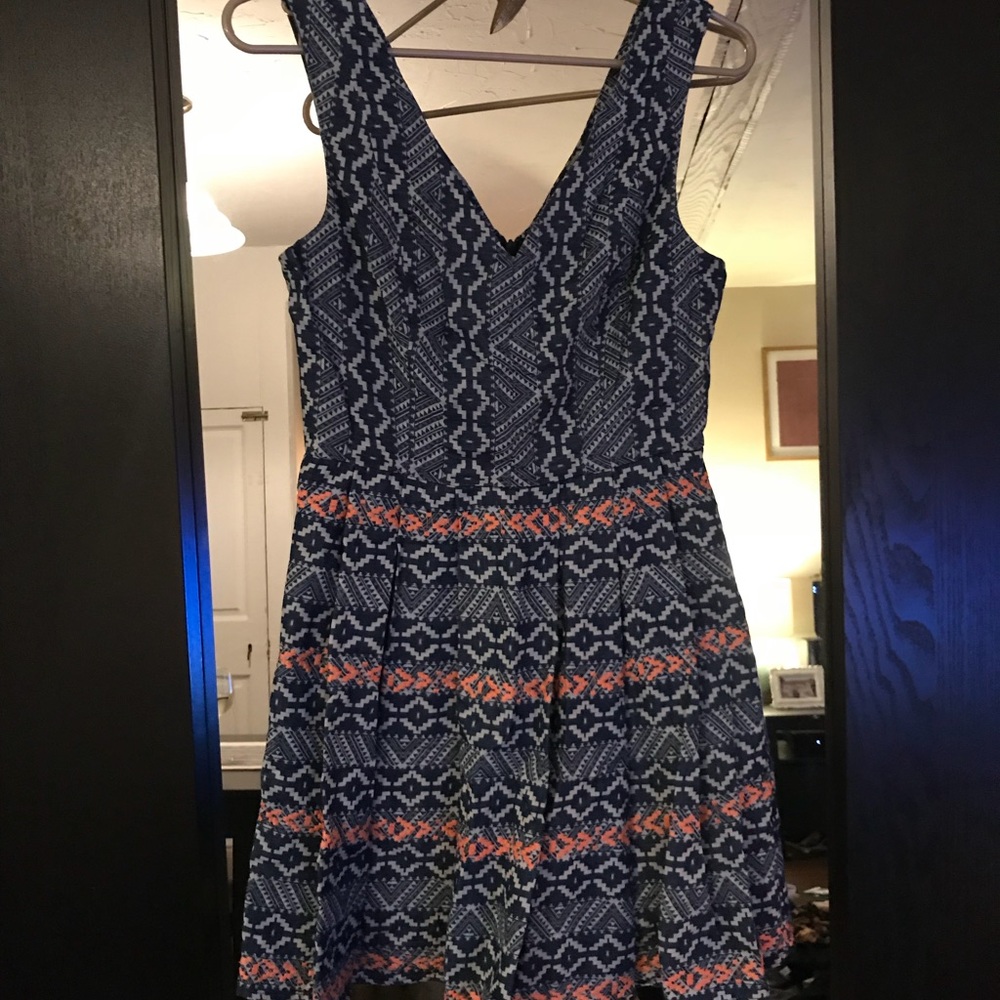Fit and flare geo shapes dress